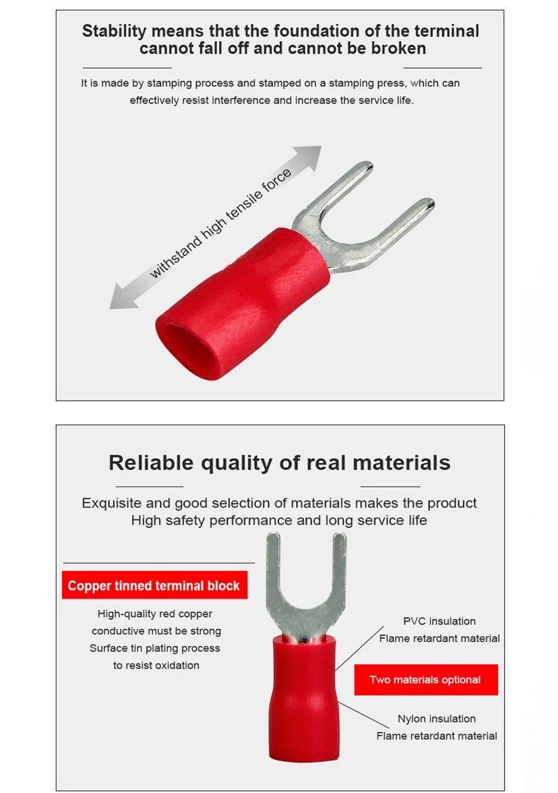 SVN Nylon insulated spade terminals, Continuous spade copper cord end terminal, bolt splice terminal, Spade Terminal, Svn Spade Terminal, Copper Terminal Bolt SVN Naylon izoleli kürek terminalleri, Sürekli kürek bakır kablo uç terminali, cıvata ekleme terminali, Maça Terminali, Svn Maça Terminali, Bakır Terminal Cıvatası